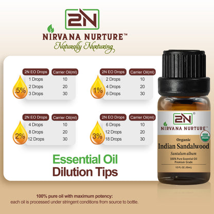 Indian Sandalwood Essential Oil USDA Certified Organic, 100% Pure Natural Premium Grade, Undiluted