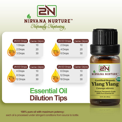 Ylang Ylang Essential Oil USDA Certified Organic, 100% Pure Natural Premium Grade, Undiluted