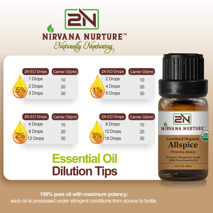 Allspice Essential Oil USDA Certified Organic, 100% Pure Natural Premium Grade, Undiluted
