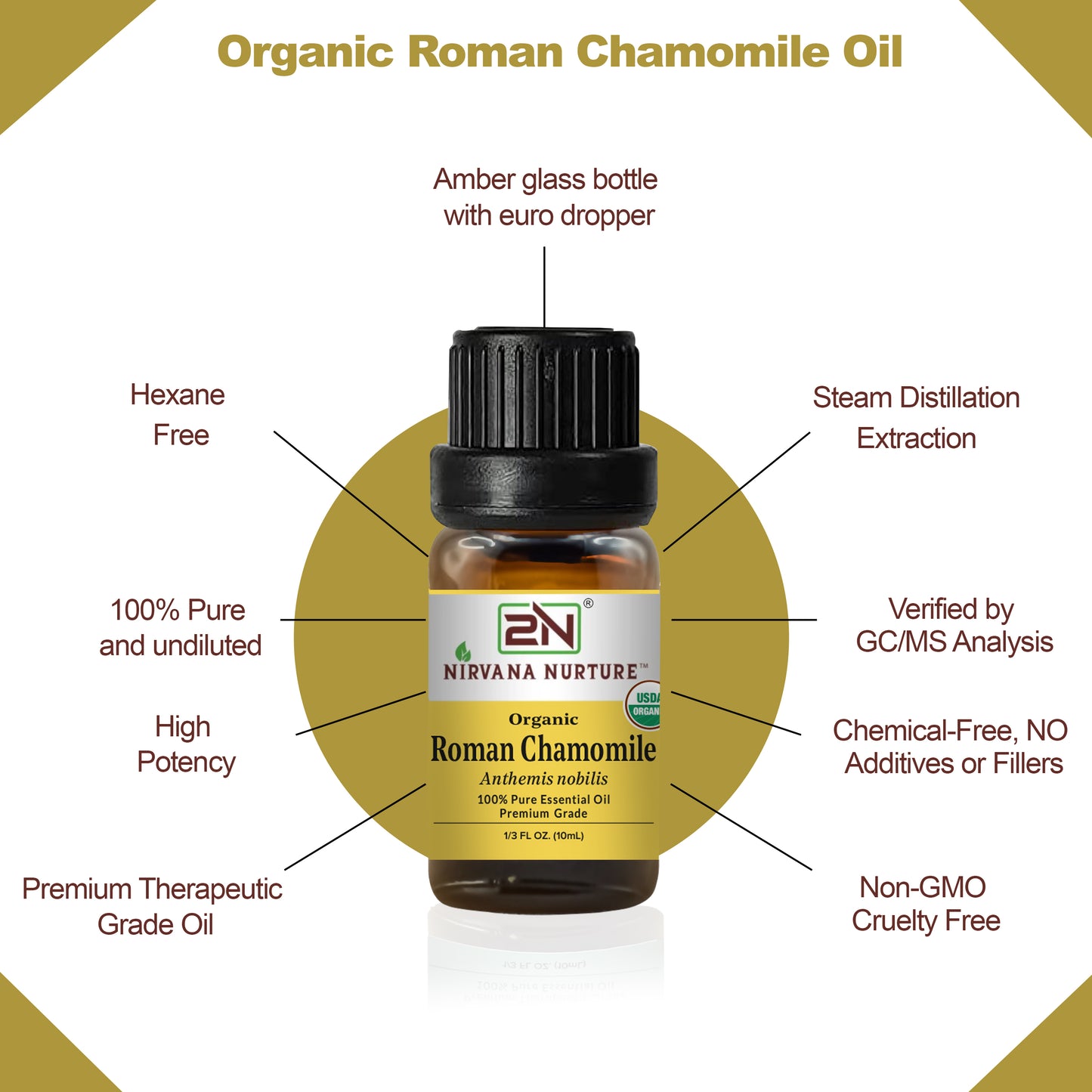 Organic Roman Chamomile Essential Oil – 100% Pure, Undiluted | Nirvana Nurture