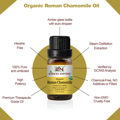 Organic Roman Chamomile Essential Oil – 100% Pure, Undiluted | Nirvana Nurture