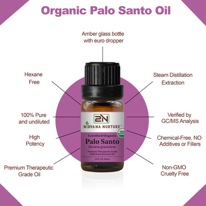 Palo Santo Essential Oil USDA Certified Organic, 100% Pure Natural Premium Grade, Undiluted