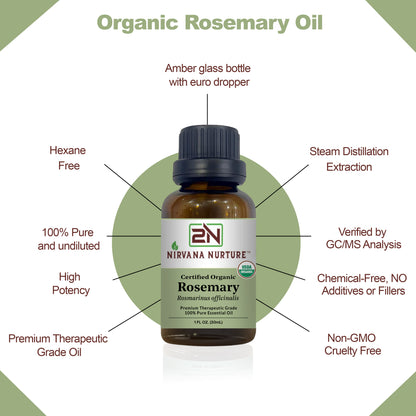 Rosemary Essential Oil USDA Certified Organic, 100% Pure Natural Premium Grade, Undiluted