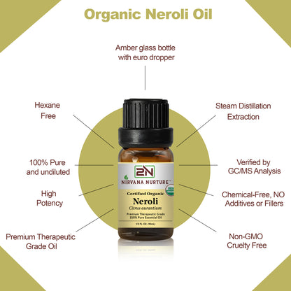 Neroli Essential Oil USDA Certified Organic, 100% Pure Natural Premium Grade, Undiluted