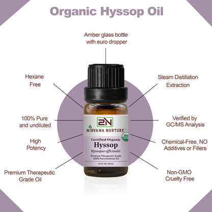 Hyssop Essential Oil USDA Certified Organic, 100% Pure Natural Premium Grade, Undiluted