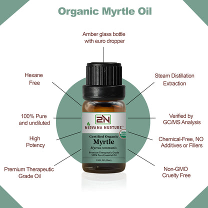 Myrtle Essential Oil USDA Certified Organic, 100% Pure Natural Premium Grade, Undiluted