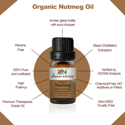 Organic Nutmeg Essential Oil – 100% Pure, Undiluted | Nirvana Nurture