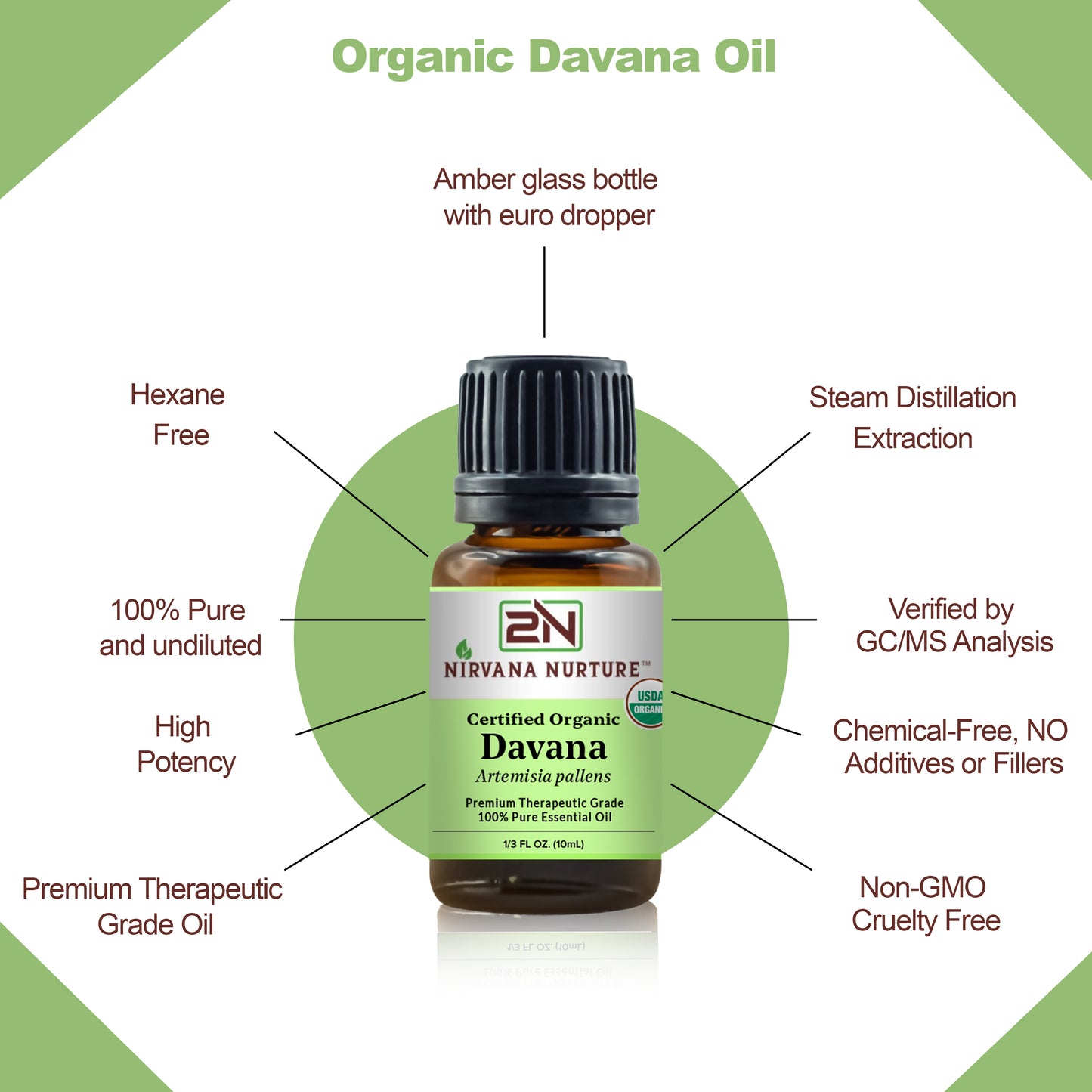 Davana Essential Oil USDA Certified Organic, 100% Pure Natural Premium Grade, Undiluted
