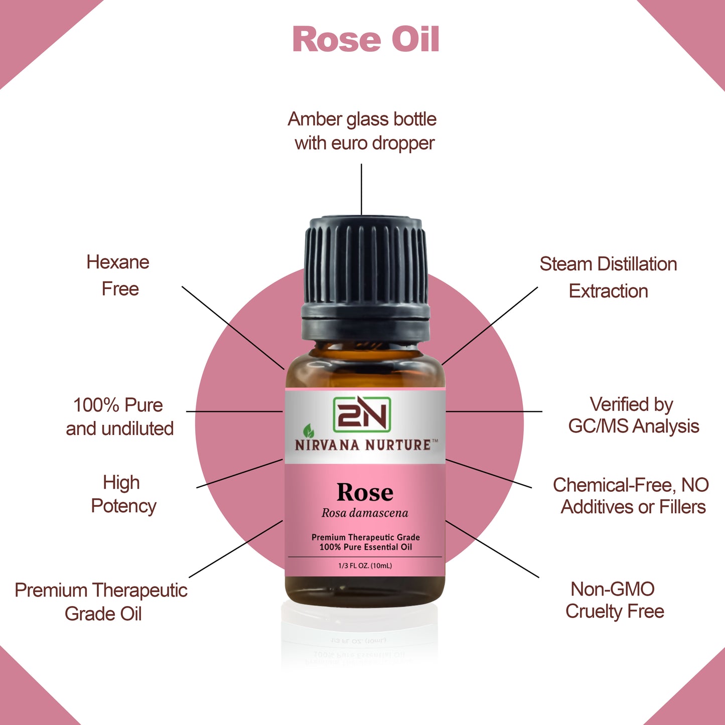 Rose Essential Oil 100% Pure Premium Grade, Undiluted