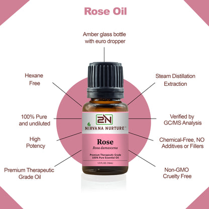 Rose Essential Oil 100% Pure Premium Grade, Undiluted
