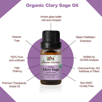 Organic Clary Sage Essential Oil – 100% Pure, Undiluted | Nirvana Nurture