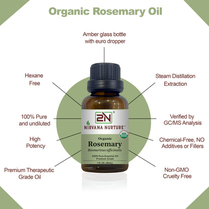 Organic Rosemary Essential Oil – 100% Pure, Undiluted, 30ml | Nirvana Nurture