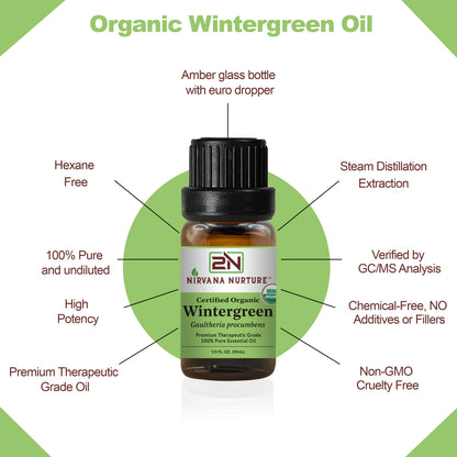 Wintergreen Essential Oil USDA Certified Organic, 100% Pure Natural Premium Grade, Undiluted