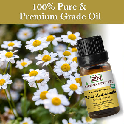 Roman Chamomile Essential Oil USDA Certified Organic, 100% Pure Natural Premium Grade, Undiluted