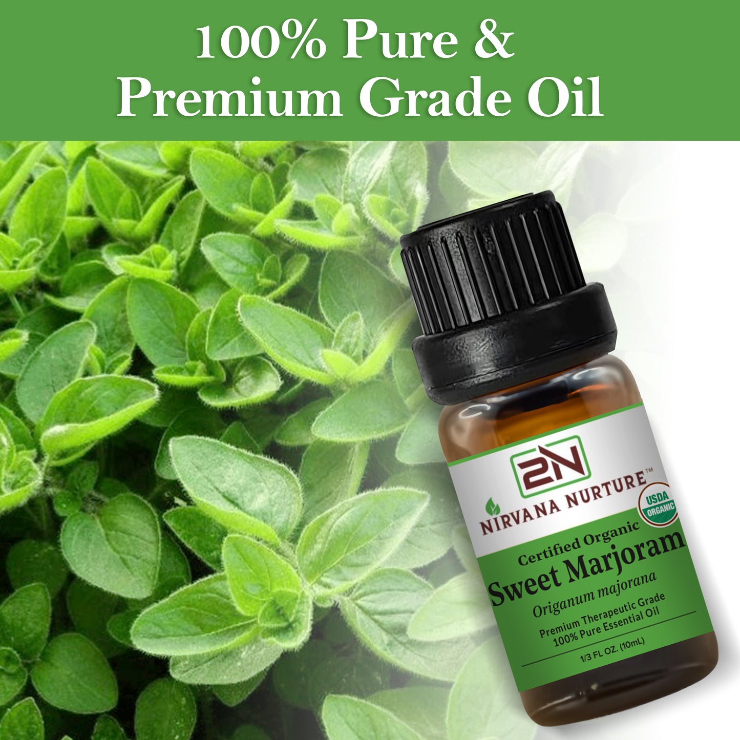 Sweet Marjoram Essential Oil USDA Certified Organic, 100% Pure Natural Premium Grade, Undiluted