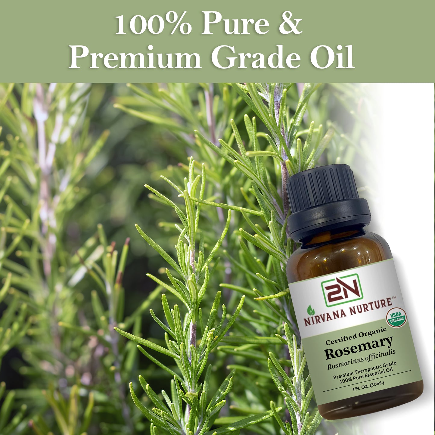 Rosemary Essential Oil USDA Certified Organic, 100% Pure Natural Premium Grade, Undiluted