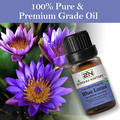 Blue Lotus Essential Oil USDA Certified Organic, 100% Pure Natural Premium Grade, Undiluted