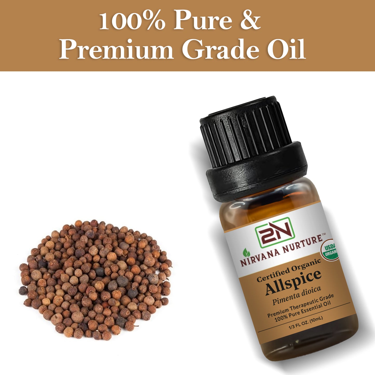 Allspice Essential Oil USDA Certified Organic, 100% Pure Natural Premium Grade, Undiluted