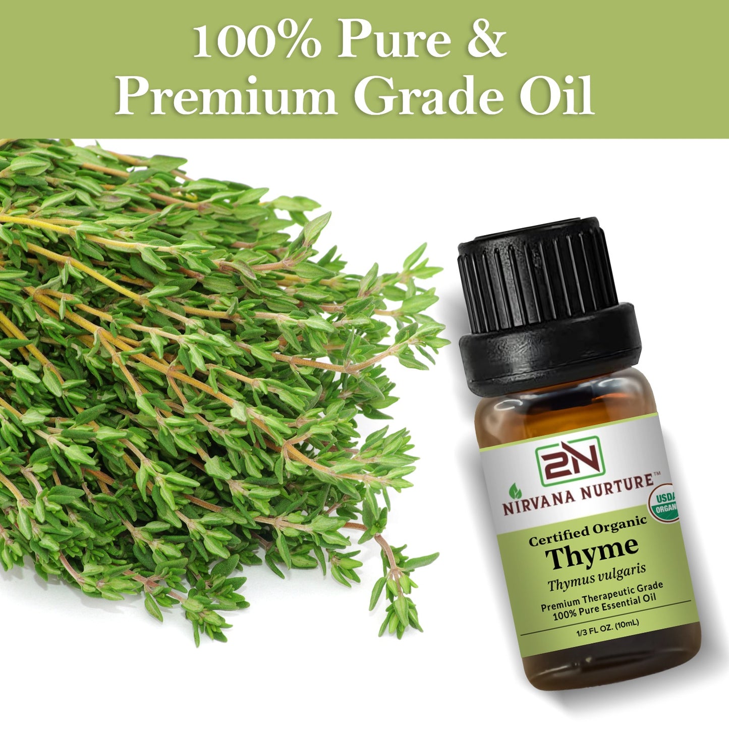 Thyme Essential Oil USDA Certified Organic, 100% Pure Natural Premium Grade, Undiluted