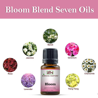 Nirvana Nurture Bloom Blend 100% Pure Natural Premium Grade, Undiluted, Ease Stress, Aromatherapy, Mood Booster, Calm & Relax Mind