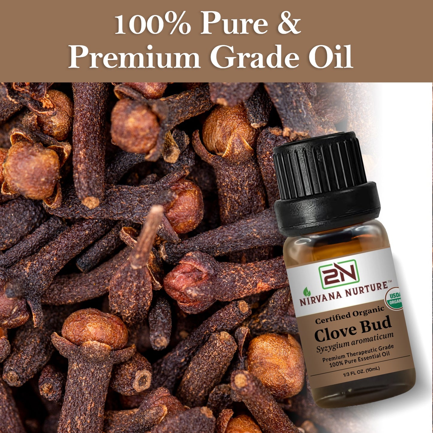 Clove Bud Essential Oil USDA Certified Organic, 100% Pure Natural Premium Grade, Undiluted