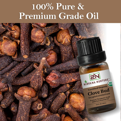 Clove Bud Essential Oil USDA Certified Organic, 100% Pure Natural Premium Grade, Undiluted