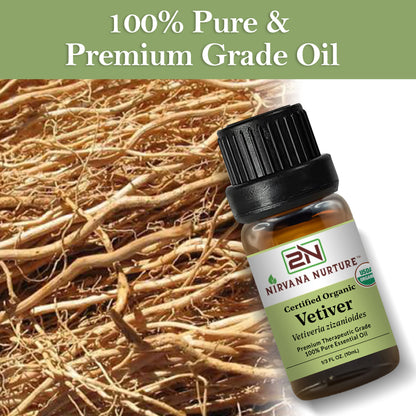 Vetiver Essential Oil USDA Certified Organic, 100% Pure Natural Premium Grade, Undiluted
