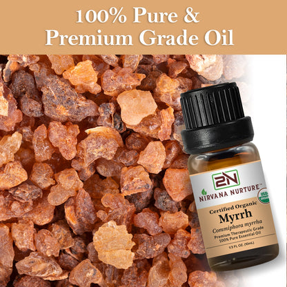 Myrrh Essential Oil USDA Certified Organic, 100% Pure Natural Premium Grade, Undiluted