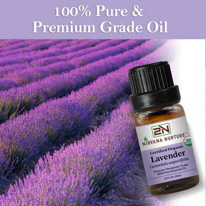 Lavender Essential Oil USDA Certified Organic, 100% Pure Natural Premium Grade, Undiluted