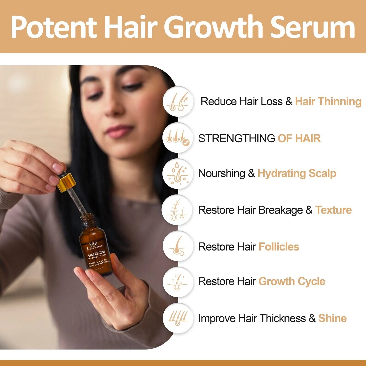 Ultra Restore Hair Growth Serum Boost Hair Growth, DHT Blocker Reduce Hair Loss