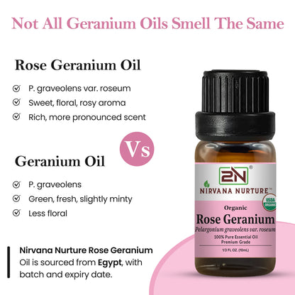 Organic Rose Geranium Essential Oil – 100% Pure, Undiluted | Nirvana Nurture