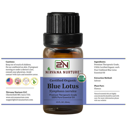 Blue Lotus Essential Oil USDA Certified Organic, 100% Pure Natural Premium Grade, Undiluted