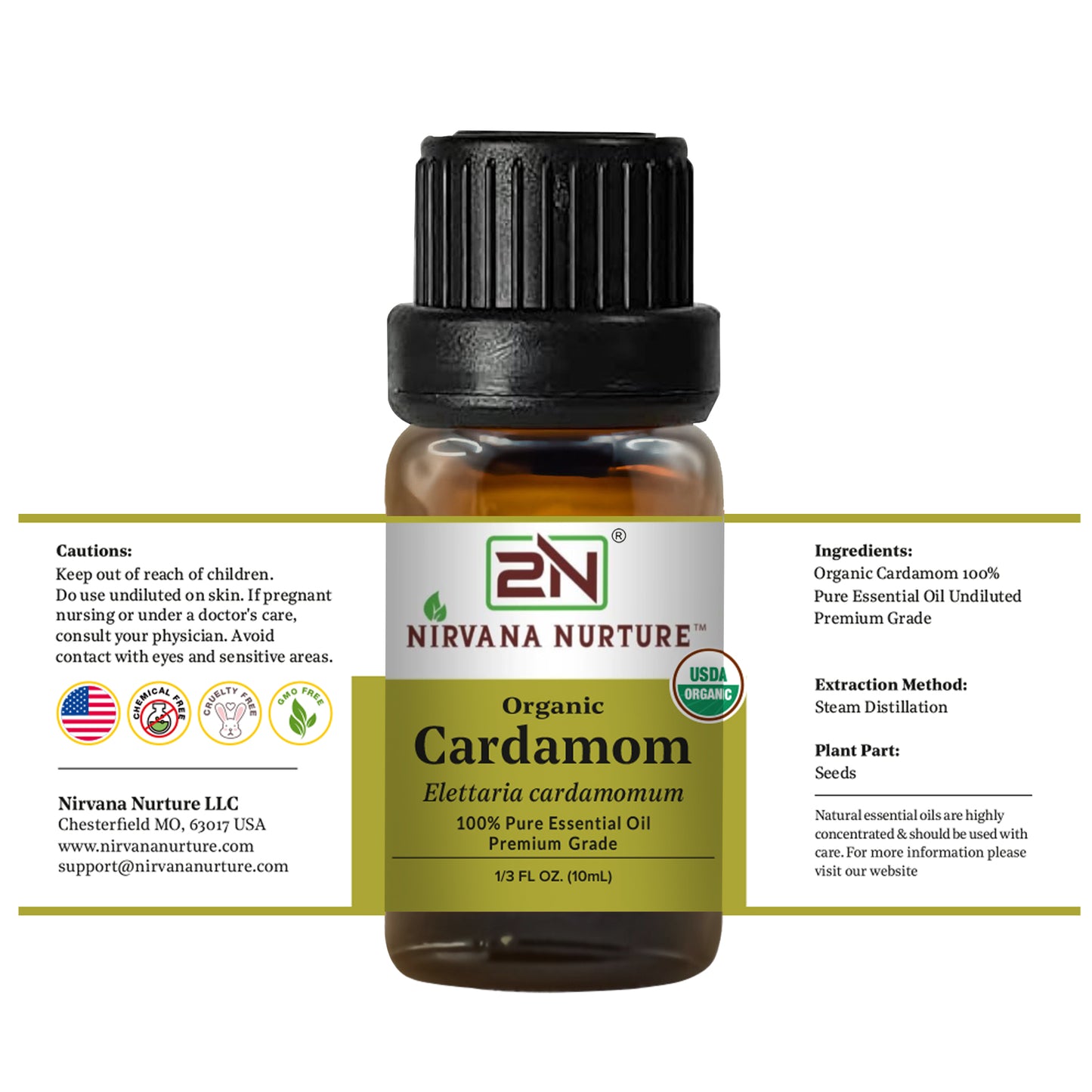 Organic Cardamom Essential Oil – 100% Pure, Undiluted | Nirvana Nurture