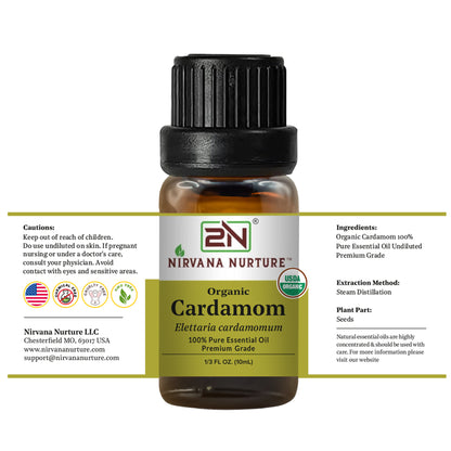 Organic Cardamom Essential Oil – 100% Pure, Undiluted | Nirvana Nurture