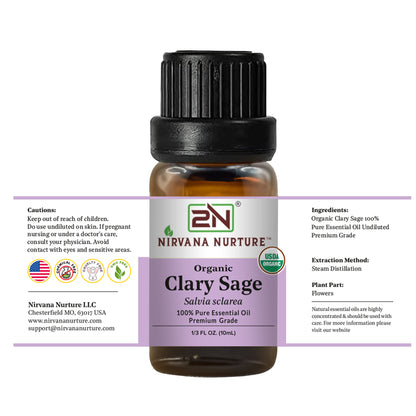 Organic Clary Sage Essential Oil – 100% Pure, Undiluted | Nirvana Nurture