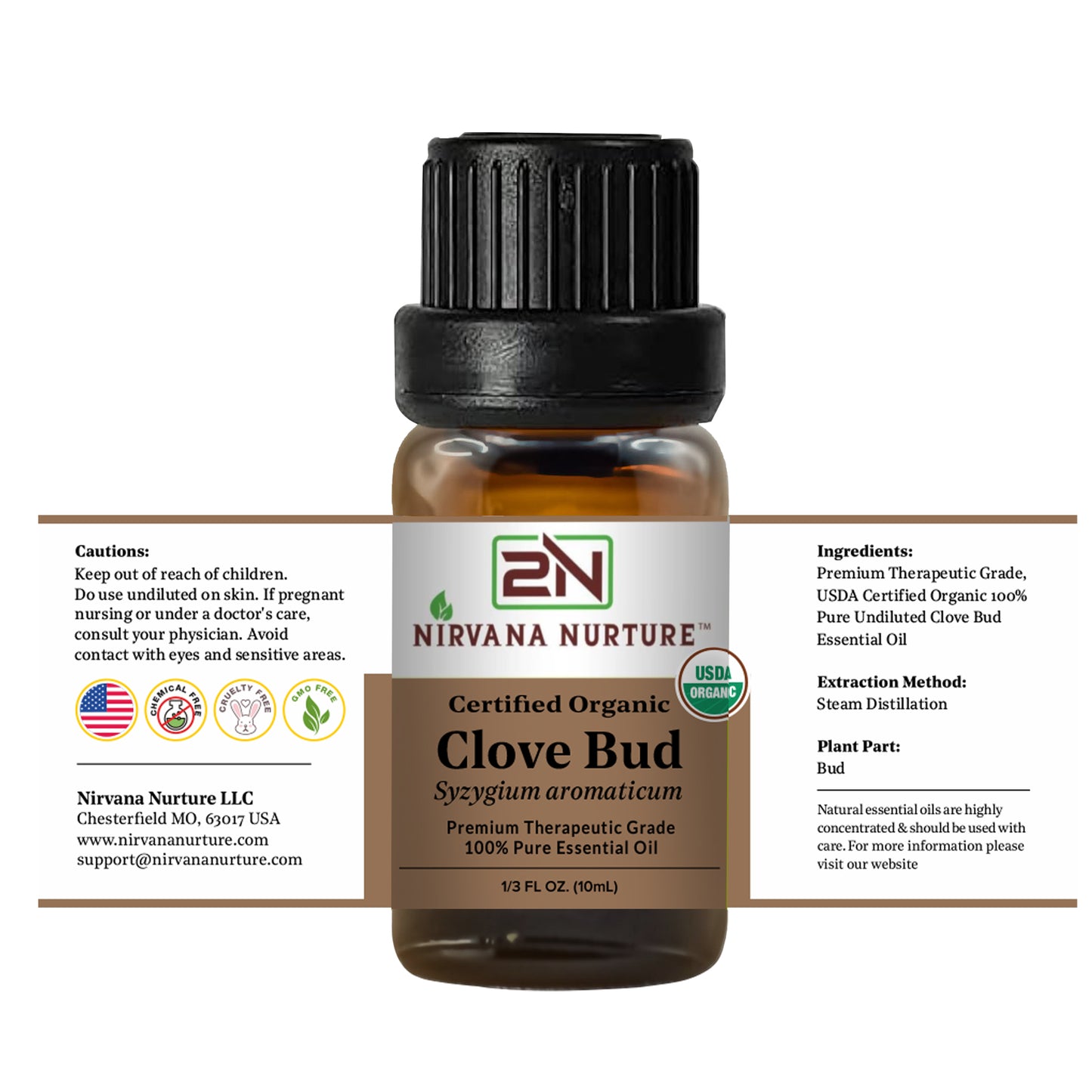 Clove Bud Essential Oil USDA Certified Organic, 100% Pure Natural Premium Grade, Undiluted