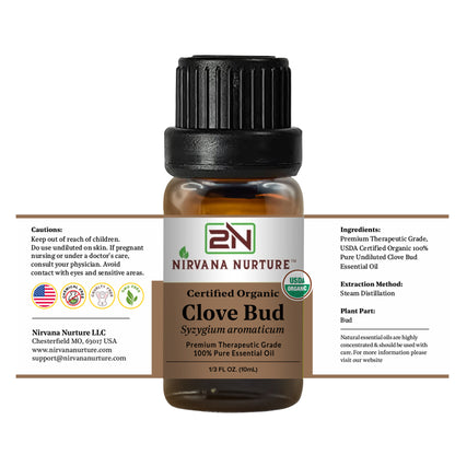 Clove Bud Essential Oil USDA Certified Organic, 100% Pure Natural Premium Grade, Undiluted