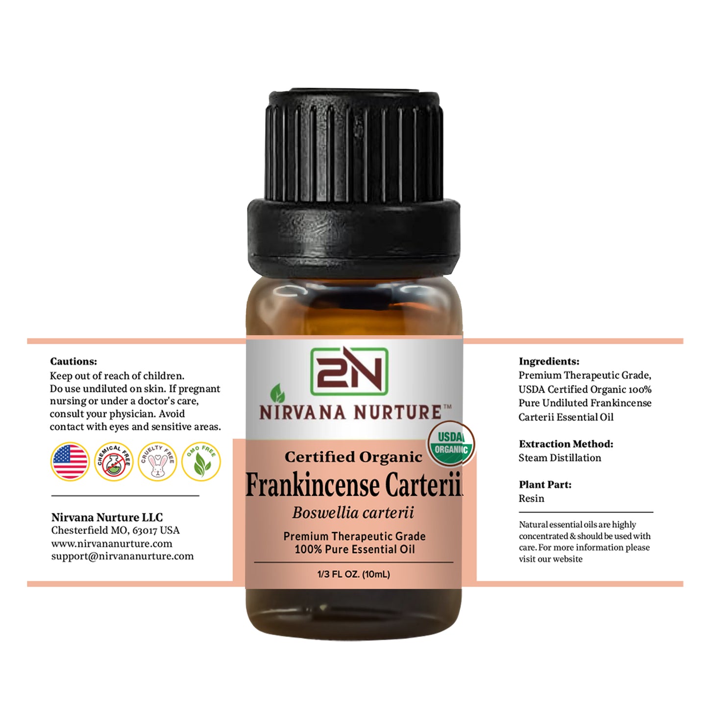 Frankincense Carterii Essential Oil USDA Certified Organic, 100% Pure Natural Premium Grade, Undiluted