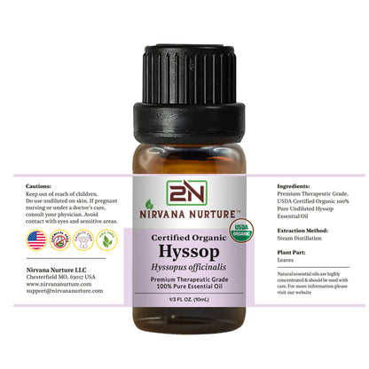 Hyssop Essential Oil USDA Certified Organic, 100% Pure Natural Premium Grade, Undiluted