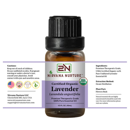 Lavender Essential Oil USDA Certified Organic, 100% Pure Natural Premium Grade, Undiluted