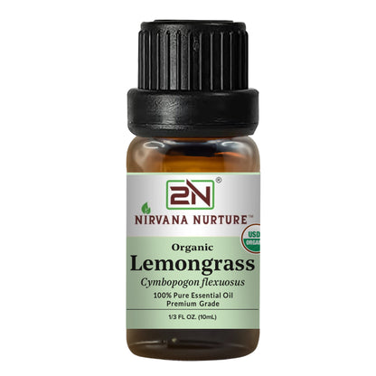 Lemongrass Essential Oil USDA Certified Organic, 100% Pure Natural Premium Grade, Undiluted