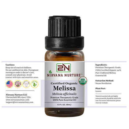 Melissa Essential Oil USDA Certified Organic, 100% Pure Natural Premium Grade, Undiluted