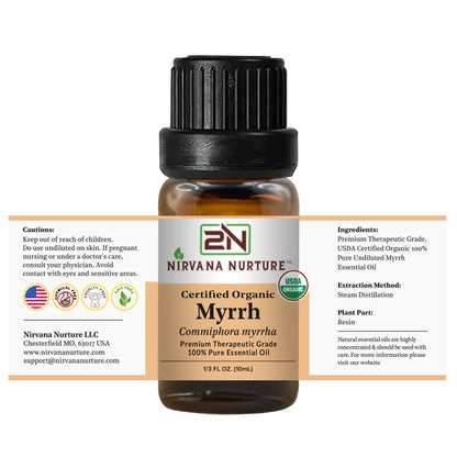 Myrrh Essential Oil USDA Certified Organic, 100% Pure Natural Premium Grade, Undiluted