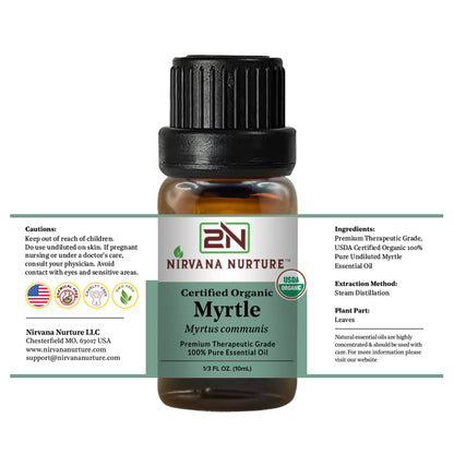 Myrtle Essential Oil USDA Certified Organic, 100% Pure Natural Premium Grade, Undiluted