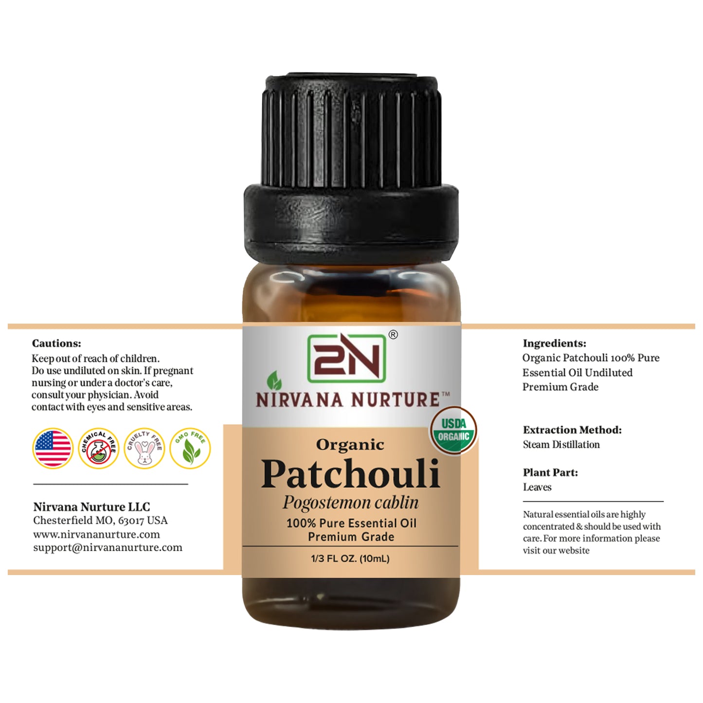 Patchouli Essential Oil USDA Certified Organic, 100% Pure Natural Premium Grade, Undiluted