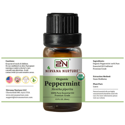 Peppermint Essential Oil USDA Certified Organic, 100% Pure Natural Premium Grade, Undiluted