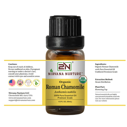 Organic Roman Chamomile Essential Oil – 100% Pure, Undiluted | Nirvana Nurture