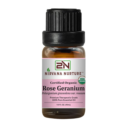 Rose Geranium Essential Oil USDA Certified Organic, 100% Pure Natural Premium Grade, Undiluted