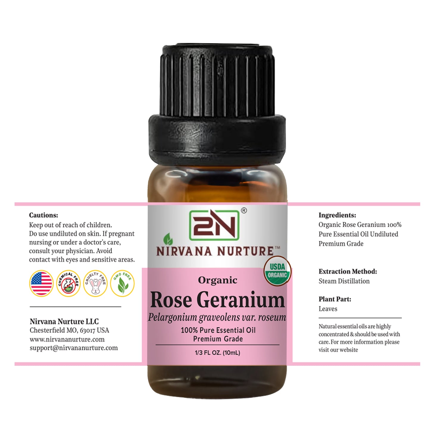 Organic Rose Geranium Essential Oil – 100% Pure, Undiluted | Nirvana Nurture