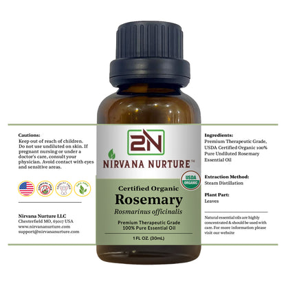 Rosemary Essential Oil USDA Certified Organic, 100% Pure Natural Premium Grade, Undiluted